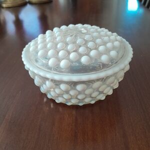 Fenton White Hobnail Glass Bath Accessory